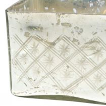 Article Bocal en verre avec couvercle verre shabby décoration champagne 14×14×14.5cm