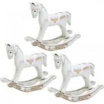Cheval à bascule décoratif Noël blanc 13x4,5x11,5cm 3pcs