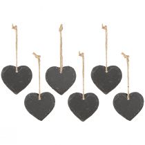 Article Ardoise petit coeur à suspendre noir 7,5cm 6pcs