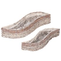 Article Coupe en osier allongée avec film plastique 45 cm – Lot de 2