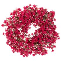 Article Couronne décorative en gypsophile artificielle rose-rouge 30 cm