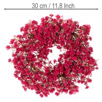 Article Couronne décorative en gypsophile artificielle rose-rouge 30 cm