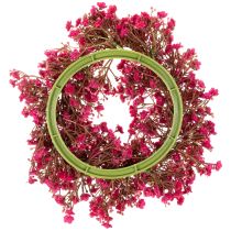 Article Couronne décorative en gypsophile artificielle rose-rouge 30 cm