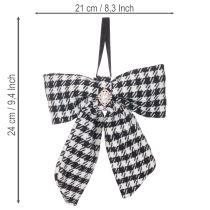 Article Lot de 2 nœuds en tissu à carreaux avec broche et attache, 24 cm, noir et blanc
