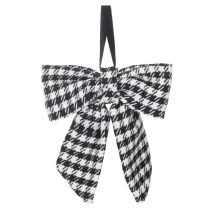 Article Lot de 2 nœuds en tissu à carreaux avec broche et attache, 24 cm, noir et blanc