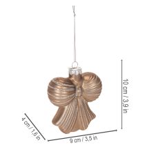 Article Décoration de Noël en verre, pendentifs nœud, 10 cm, deux tons bruns, lot de 2