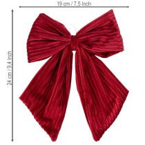 Article Lot de 2 nœuds en velours rouge et bordeaux avec cordon pour suspension, 24 cm