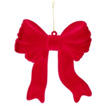 Article Décoration Noël Nœud Rouge Flocké 22 cm avec Suspension