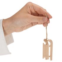 Article Lot de 6 petits traîneaux décoratifs en bois naturel avec ficelle, 6 cm