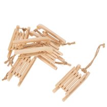 Article Lot de 6 petits traîneaux décoratifs en bois naturel avec ficelle, 6 cm