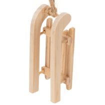 Article Lot de 6 petits traîneaux décoratifs en bois naturel avec ficelle, 6 cm