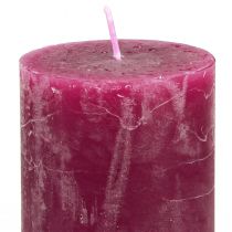 Article Ensemble de 12 bougies piliers, coloris rose et framboise, style rustique, 50 x 100 mm - décoration de mariage, décoration de table, soirées romantiques