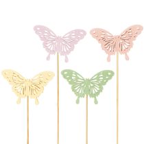 Article Papillons décoratifs sur bâtonnets pour une décoration créative et saisonnière, 8 cm, lot de 16