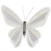 Article Décoration papillon plume aspect papillon 15x13cm 2 pcs