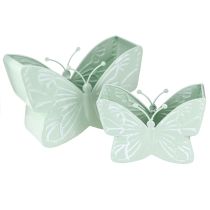 Article Pot de fleurs papillon en métal vert 22,5/30 cm, lot de 2