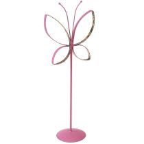 Article Décoration Métal Papillon Printemps Fuchsia Doré H35cm 2 pcs