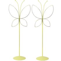 Article Décoration métal papillon printemps vert doré H35cm 2 pcs