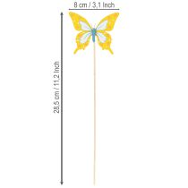Article Piques à fleurs, fournitures de loisirs créatifs, motif papillon pour décorer les emballages cadeaux, 28,5 cm, lot de 12