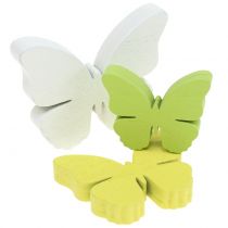 Papillon en bois blanc / jaune / vert 3cm - 5cm 48pcs