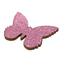 Article Décoration à contrôler Butterfly Pink-Glitter 5/4 / 3cm 24pcs