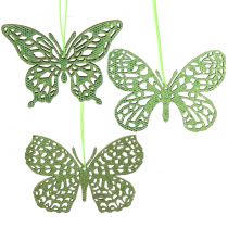 Attaches décoratives vertes papillons 8 cm 12 p.