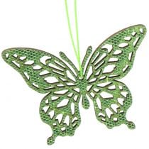 Attaches décoratives vertes papillons 8 cm 12 p.