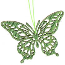 Article Cintre décoratif papillon vert pailleté 8cm 12 pcs