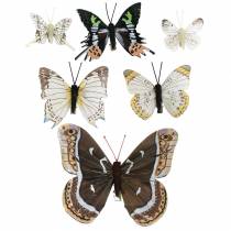 Papillon décoratif avec clip en métal argent naturel assorti H4,9cm / 5,8cm / 7,4cm 6pcs dans un ensemble