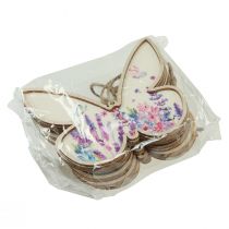 Article Papillon à suspendre Bois et lin Motif pré estival 11,5×9,5cm 6p