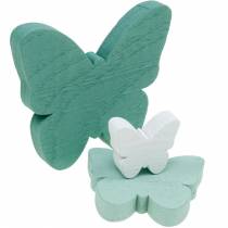 Article Papillons à disperser décoration à disperser en bois vert, menthe, blanc 29 pcs