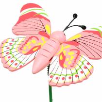 Article Bouchon de fleur papillon bois assorti 7,5cm 16 pcs