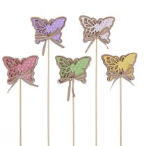 Bouchons de fleurs décoration printanière papillons en bois 6cm 10pcs