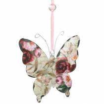 Papillon à accrocher cintre de décoration en métal 9cm décoration de printemps 6pcs