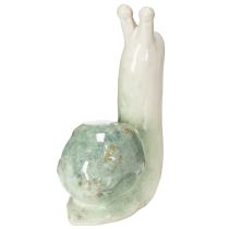 Article Figurine décorative en céramique en forme d'escargot, idéale pour un intérieur élégant et une décoration de table charmante, 16 cm