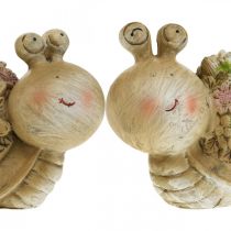 Escargot avec fleurs décoration d&#39;été escargots de jardin marron/rose/vert 9,5cm lot de 2