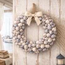 Article Couronne d'escargots à suspendre, couronne décorative, style marin, Nathai, Ø35cm