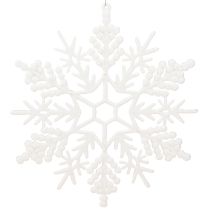 Article Décoration flocon de neige à suspendre décoration d&#39;hiver blanc 30cm 3 pièces