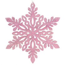 Article Flocon de neige bois 8-12cm rose/blanc 12pcs.