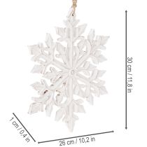 Article Décoration suspendue flocon de neige en bois blanc 30 cm
