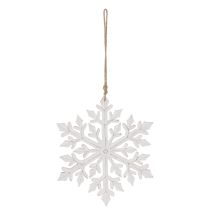 Article Décoration suspendue flocon de neige en bois blanc 30 cm