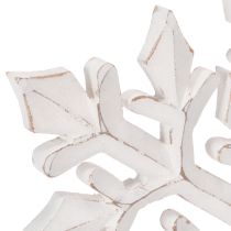 Article Décoration suspendue flocon de neige en bois blanc 30 cm