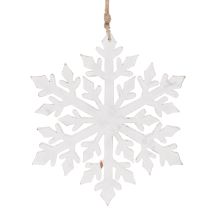 Article Décoration suspendue flocon de neige en bois blanc 30 cm