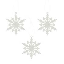 Flocon de neige à suspendre 7cm blanc avec paillettes 36pcs