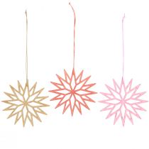 Article Décorations flocons en bois Orange, Rose et Naturel 10 cm - Lot de 12