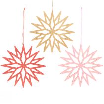 Article Décorations d&#39;arbre décoratives en bois flocon de neige orange 15cm 8 pcs
