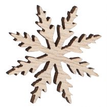 Article Flocon de neige en bois Déco de table Blanc Nature Ø3cm 48 pcs