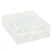 Article Décoration flocon de neige cristaux de glace à paillettes blanches 10cm 12 pcs
