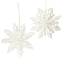 Article Décorations de Noël en forme de flocons de neige en papier blanc, 15 cm, lot de 4