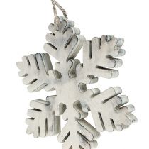 Article Flocons de neige en bois tri blanc-gris. 7-12 cm 6 pièces