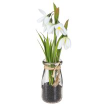 Article Perce-neige artificiel en verre fleurs artificielles blanc 22,5 cm 2 pièces